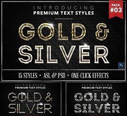 极品PS样式－15个镀金镀银效果(第三套/含PSD文件)：Gold & Silver #3 - 15 Styles